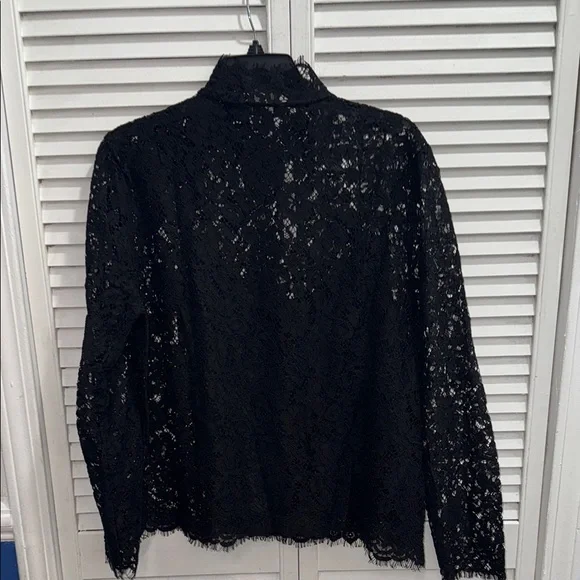 J. Crew Elegant Black Lace Top with Bow Accents - Picture 9 of 9